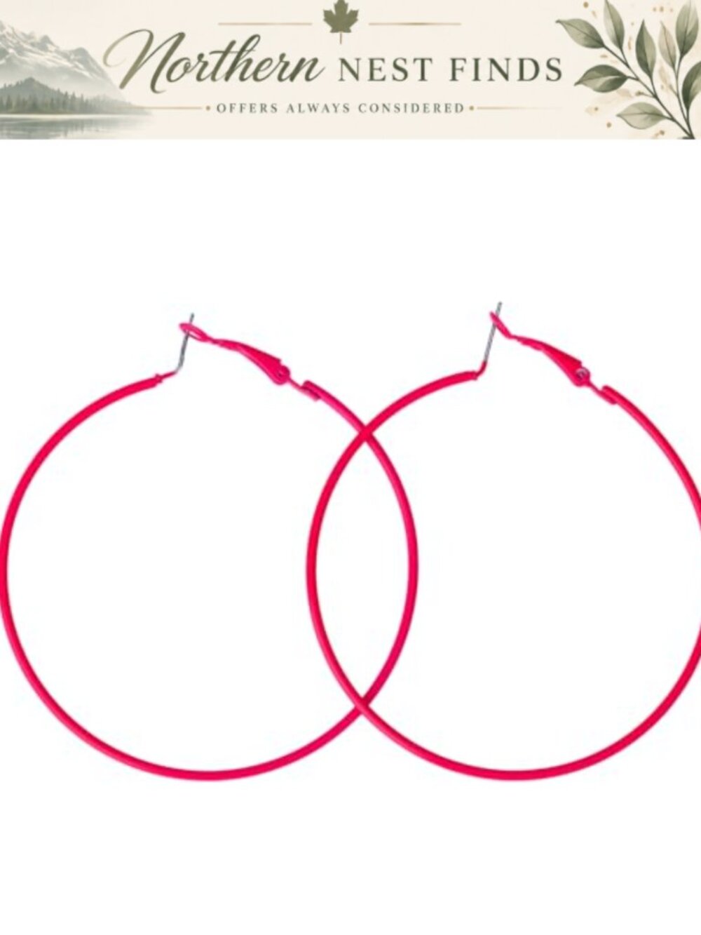 Retro Hoop Earrings Click Top Closure Lightweight Iron